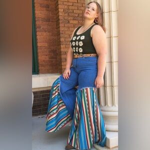 Lucky & Blessed Boho Stripe Wide Leg Jeans